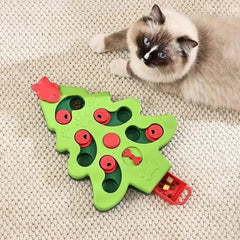 Rotating Bone & Sliding Module Pet Puzzle Toy | Anti-Slip Base | Mental Stimulation for Cats & Dogs | Interactive Green & Red Game