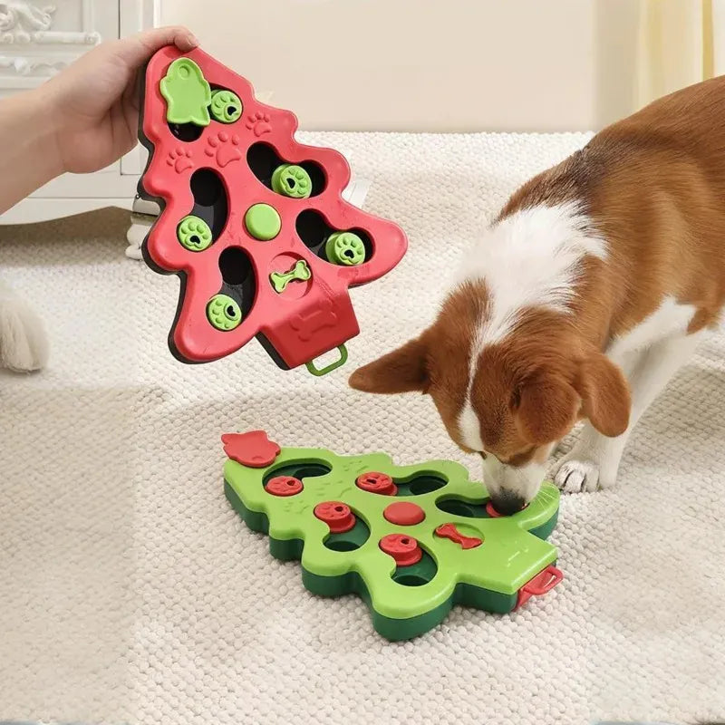 Rotating Bone & Sliding Module Pet Puzzle Toy | Anti-Slip Base | Mental Stimulation for Cats & Dogs | Interactive Green & Red Game