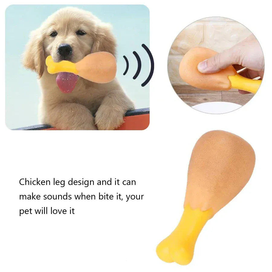 Rubber Chicken Dog Toy - Durable Squeaky Chew for Puppies & Aggressive Chewers