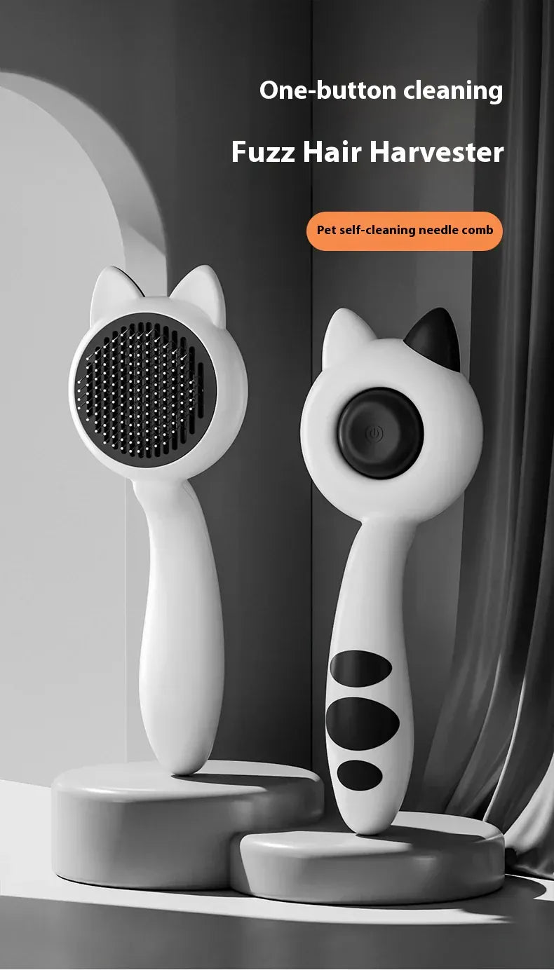 Self-Cleaning Cat Brush | Magic Deshedding Grooming Comb for Cats | Loose Fur Remover & Massage Slicker Brush