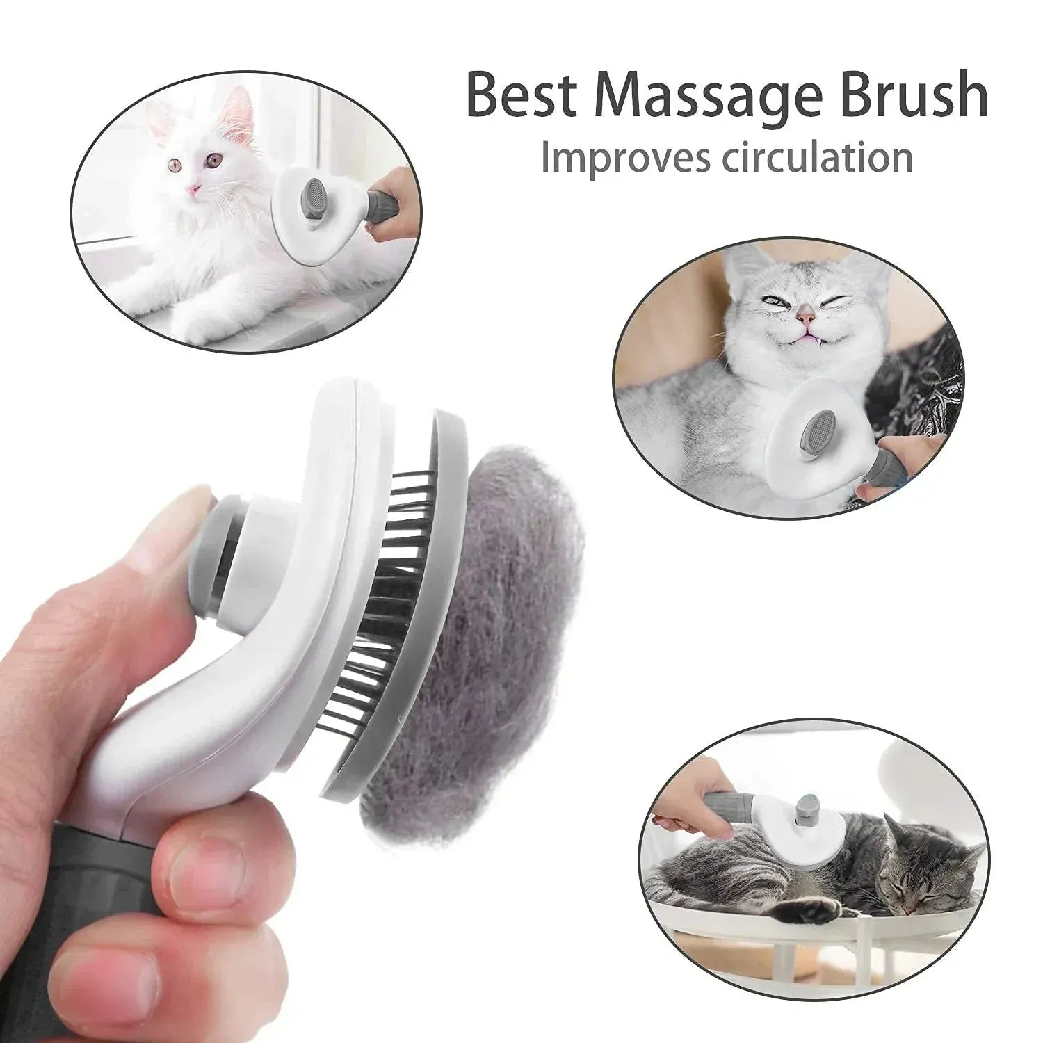 Self-Cleaning Dog Grooming Brush – Pet Massage Slicker Brush with Easy Hair Release Button