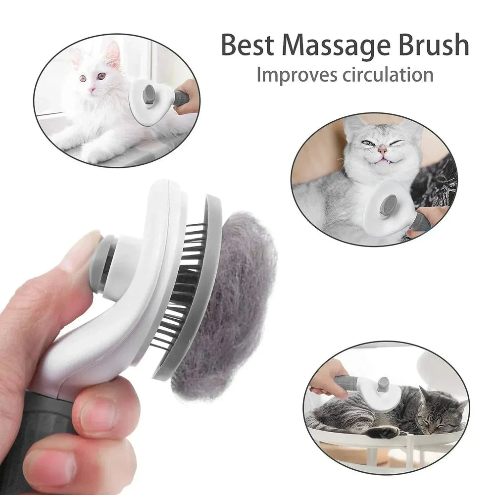 Self-Cleaning Dog Grooming Brush – Pet Massage Slicker Brush with Easy Hair Release Button
