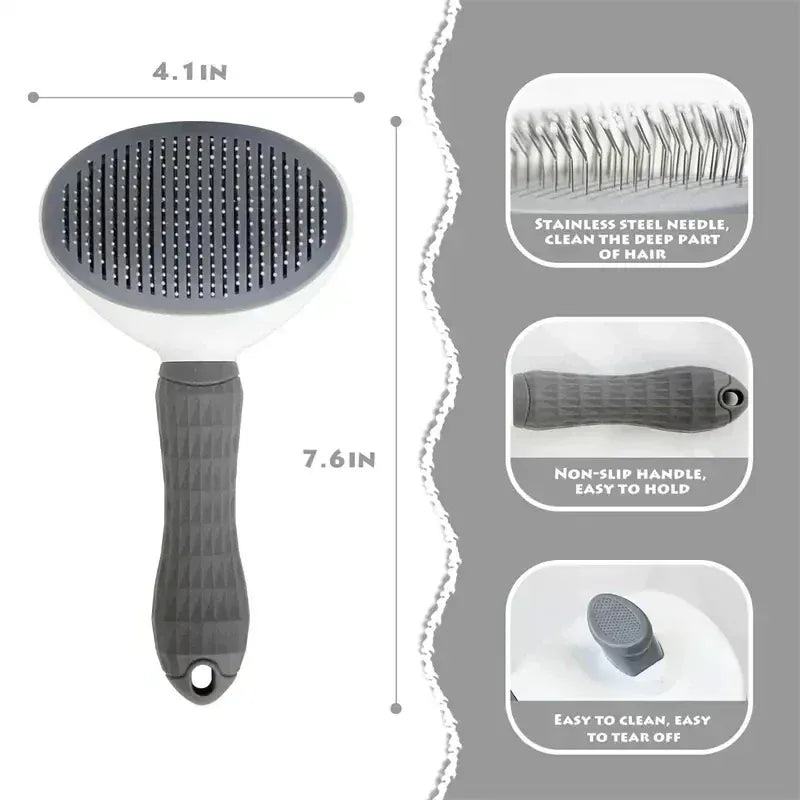 Self-Cleaning Dog Grooming Brush – Pet Massage Slicker Brush with Easy Hair Release Button