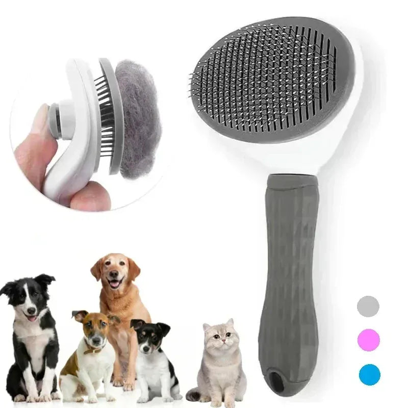 Self-Cleaning Dog Grooming Brush – Pet Massage Slicker Brush with Easy Hair Release Button