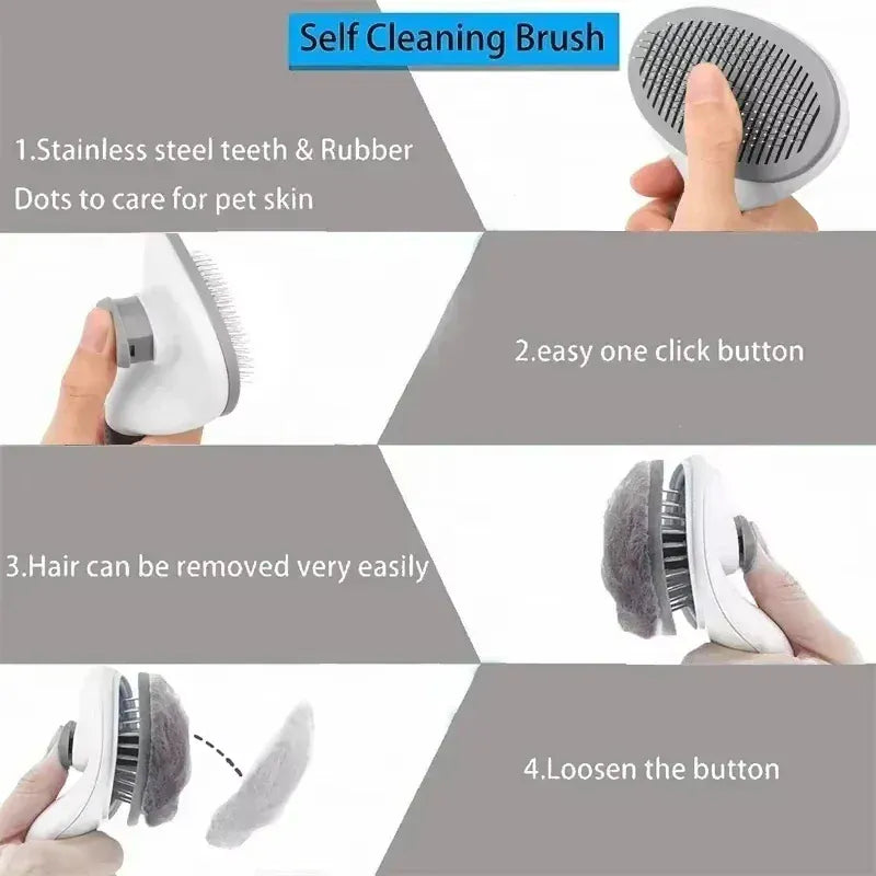 Self-Cleaning Dog Grooming Brush – Pet Massage Slicker Brush with Easy Hair Release Button