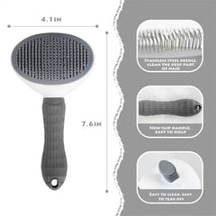 Self-Cleaning Dog Grooming Brush – Pet Massage Slicker Brush with Easy Hair Release Button