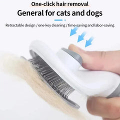Self-Cleaning Dog Grooming Brush – Pet Massage Slicker Brush with Easy Hair Release Button