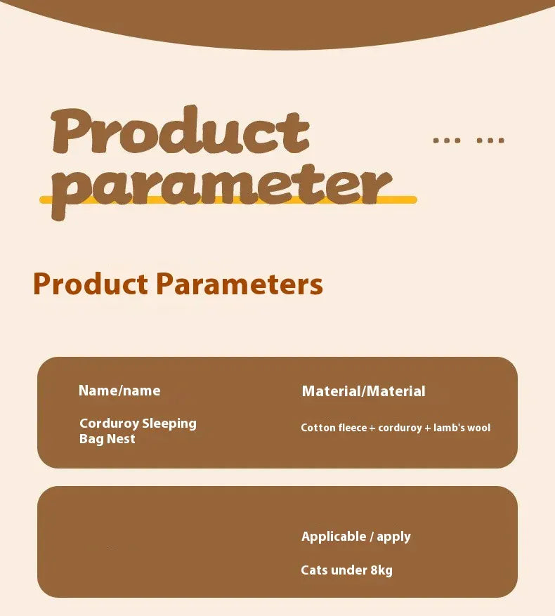 Self-Warming Cat Cave Bed with Tunnel - Plush Winter Hideaway & Sleeping Bag