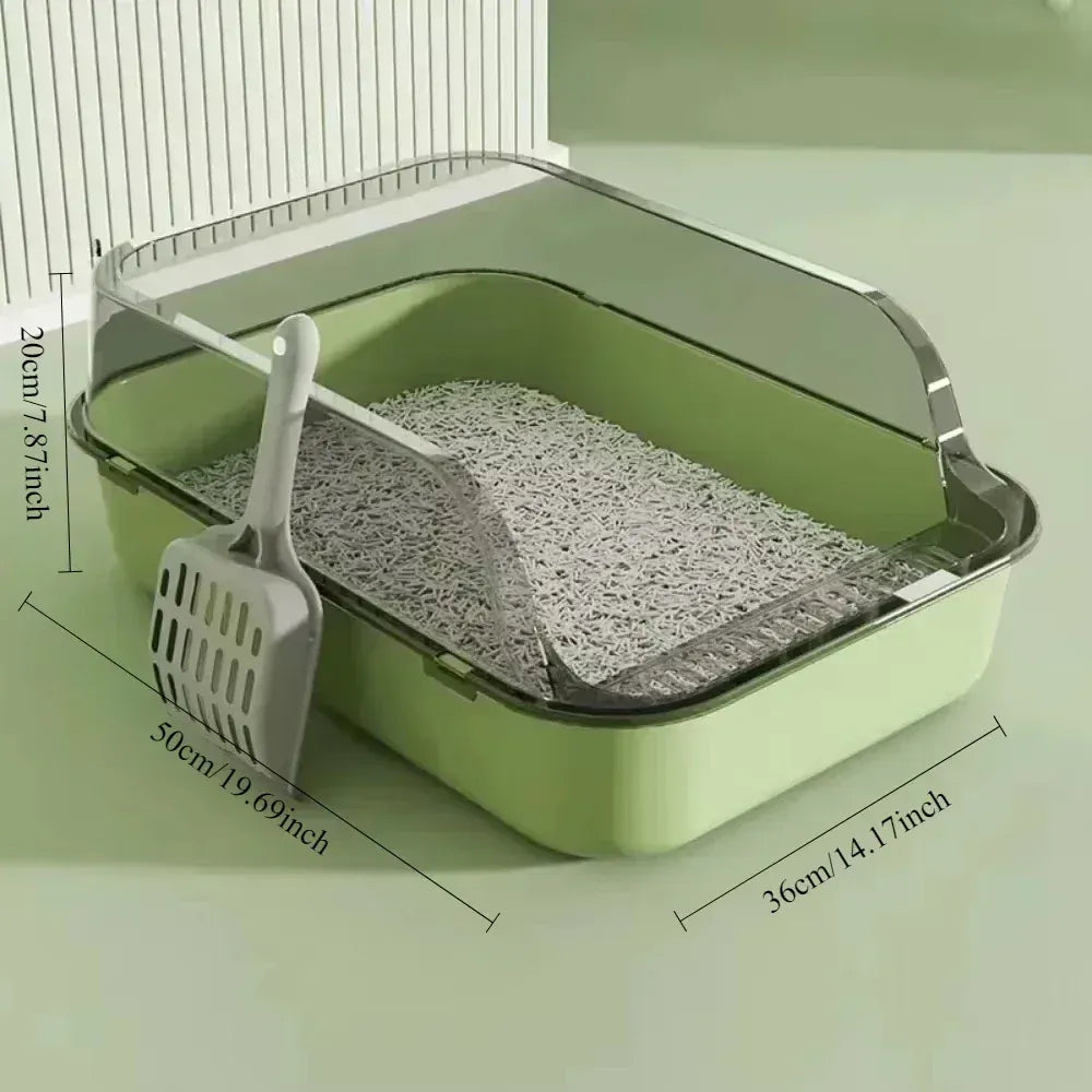 Semi-Closed Splashproof Cat Litter Box - Removable Easy Clean Pet Toilet