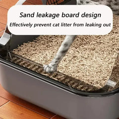 Semi-Closed Splashproof Cat Litter Box - Removable Easy Clean Pet Toilet
