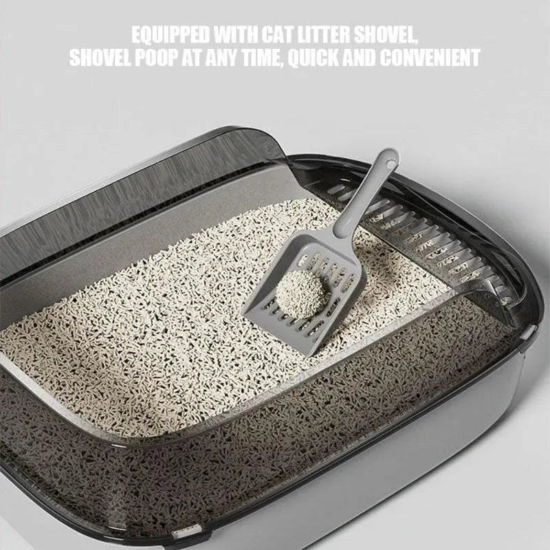 Semi-Enclosed Cat Litter Box - High Fence Design with Privacy Hood