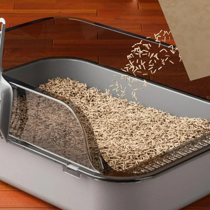 Semi-Enclosed Cat Litter Box - High Fence Design with Privacy Hood