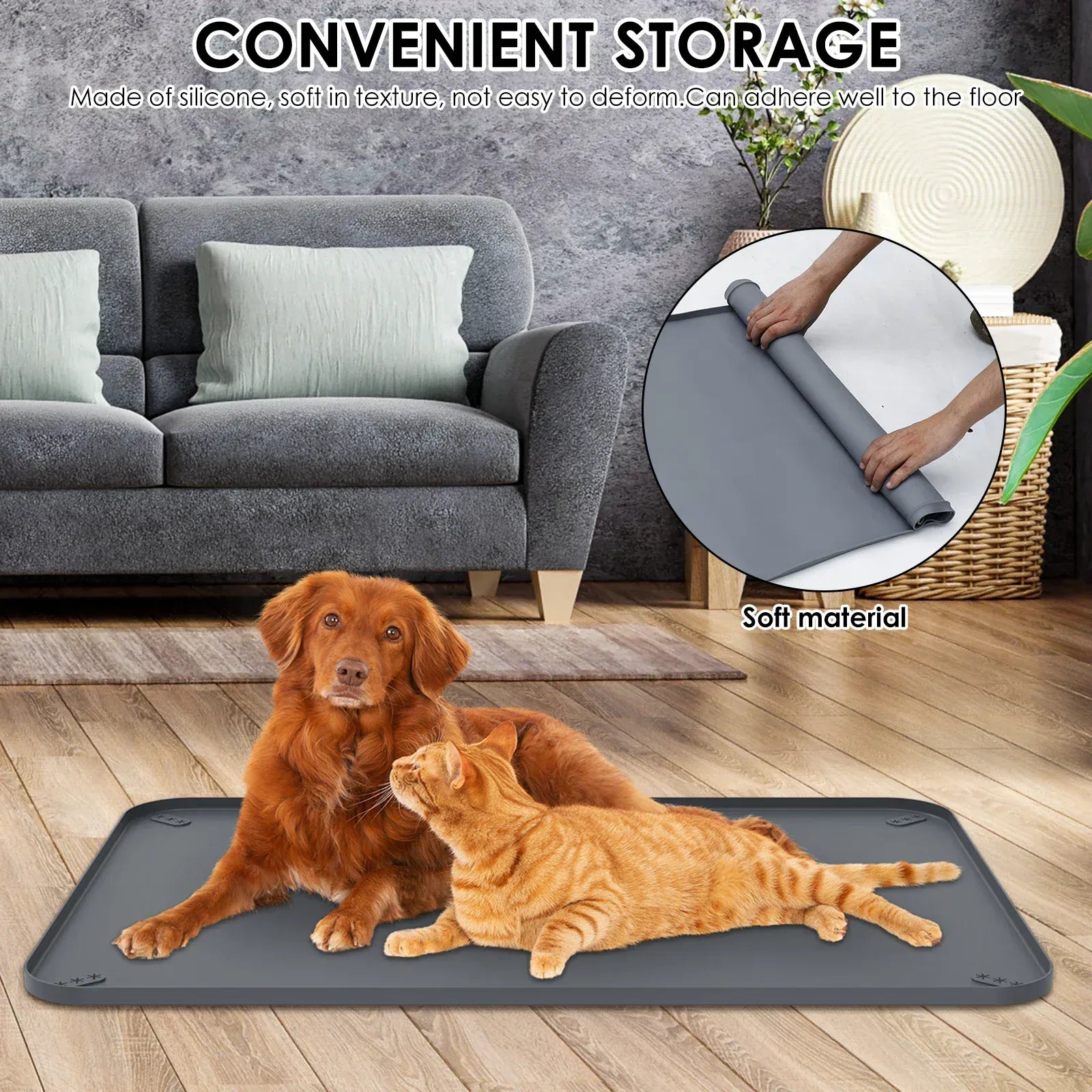 Silicone Pee Pad Holder - Foldable Leak Proof Training Mat for Dogs