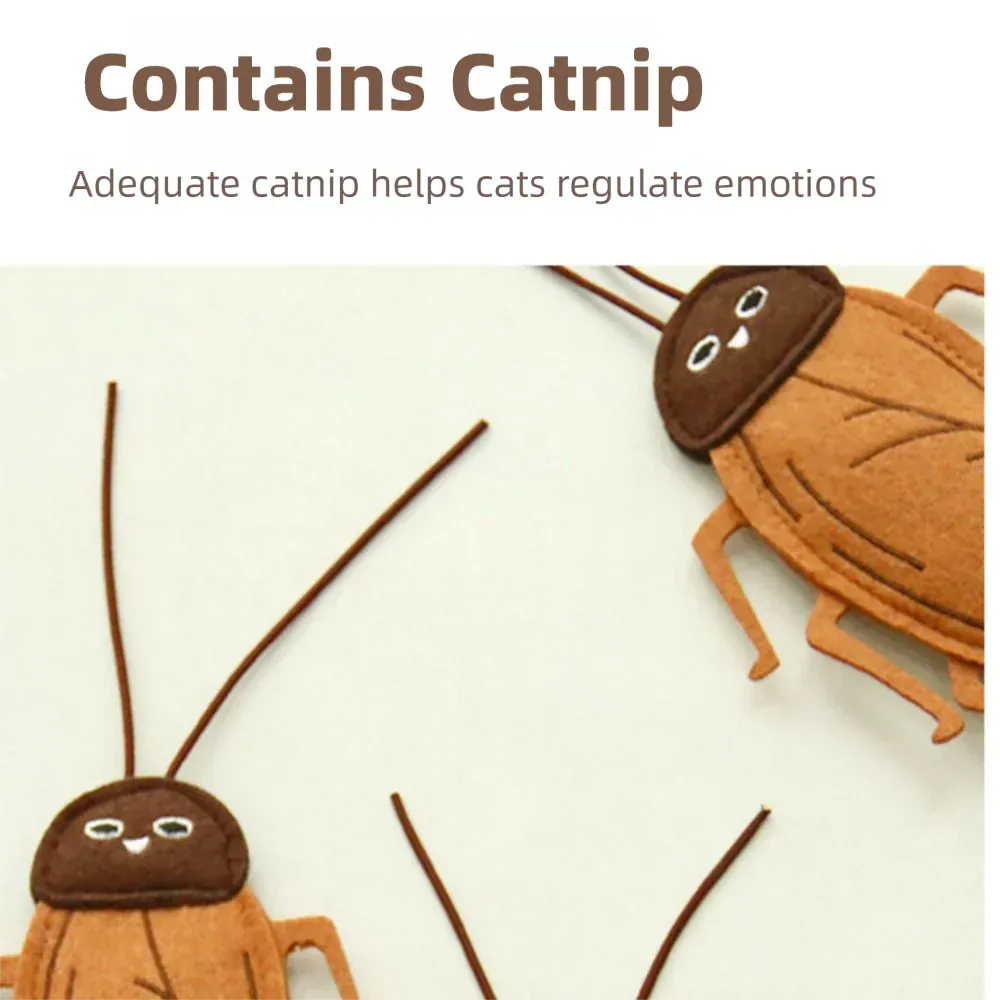 Simulation Insect Cat Toy – Cockroach Shape Felt Catnip Bell Toy for Interactive Play & Boredom Relief