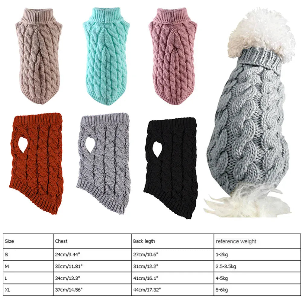 Small Dog Sweater | Autumn & Winter Knitted Pullover, Warm Solid Pet Clothes