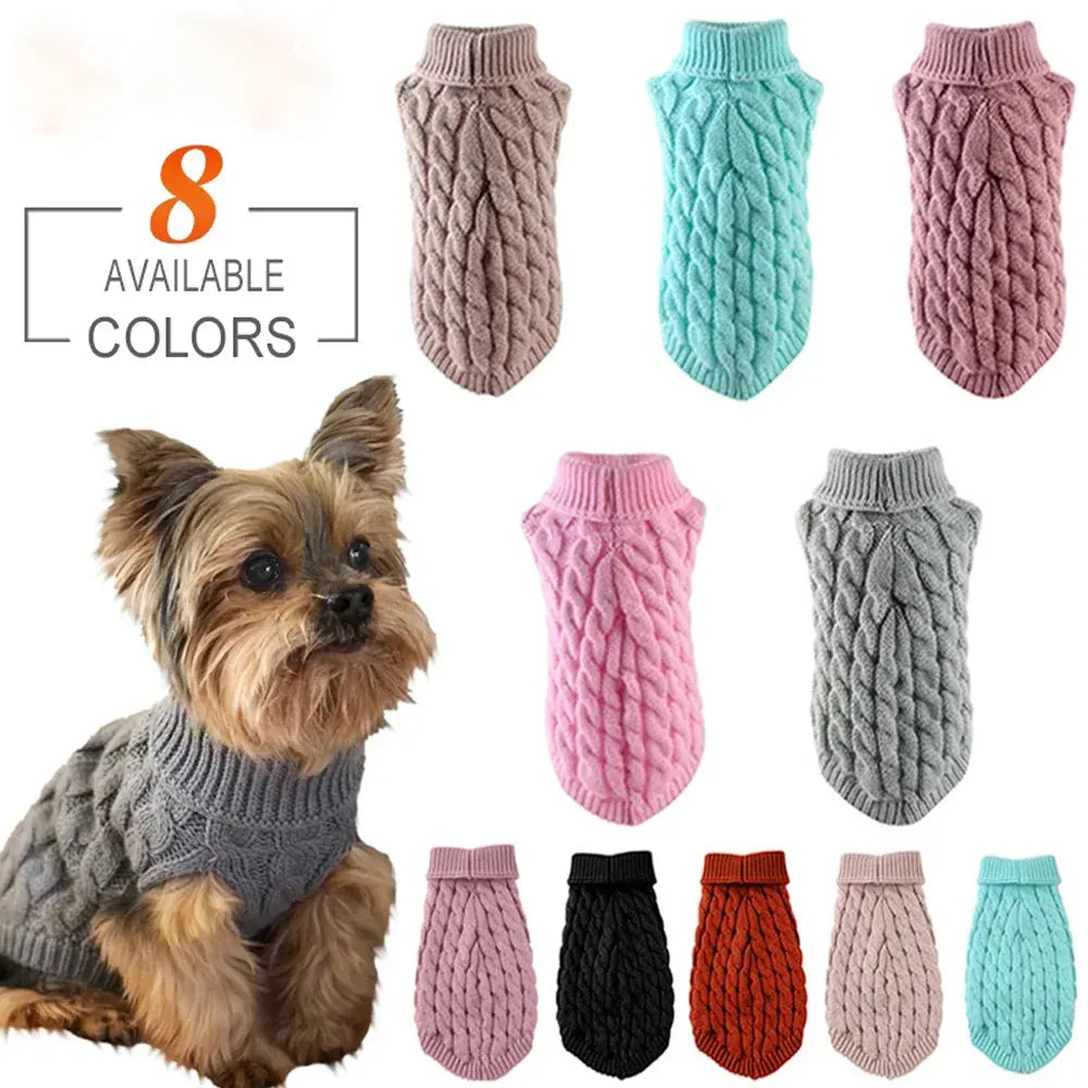 Small Dog Sweater | Autumn & Winter Knitted Pullover, Warm Solid Pet Clothes