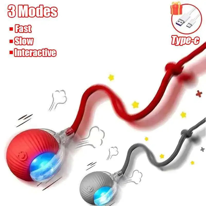 Smart Interactive Pet Ball - Automatic Rolling Rechargeable Toy for Dogs Cats