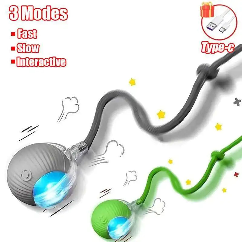 Smart Interactive Pet Ball - Automatic Rolling Rechargeable Toy for Dogs Cats
