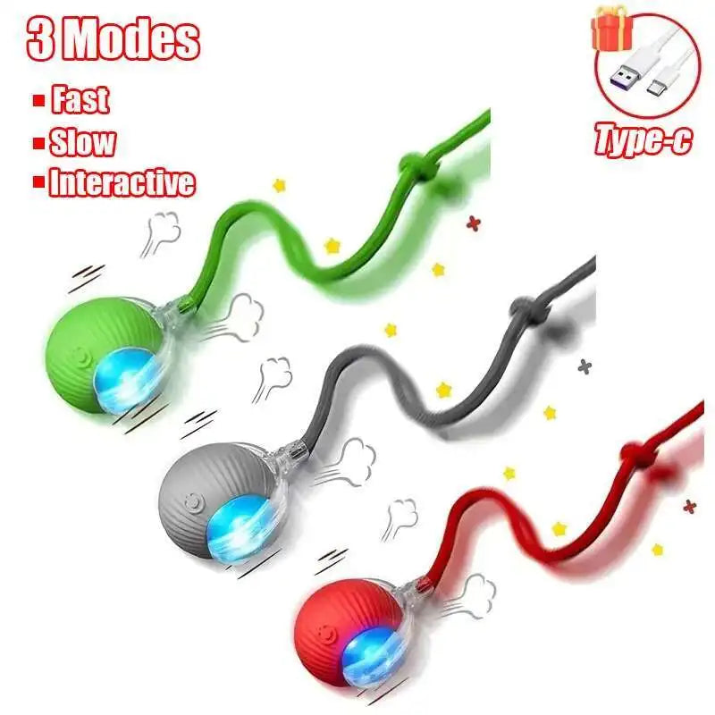 Smart Interactive Pet Ball - Automatic Rolling Rechargeable Toy for Dogs Cats