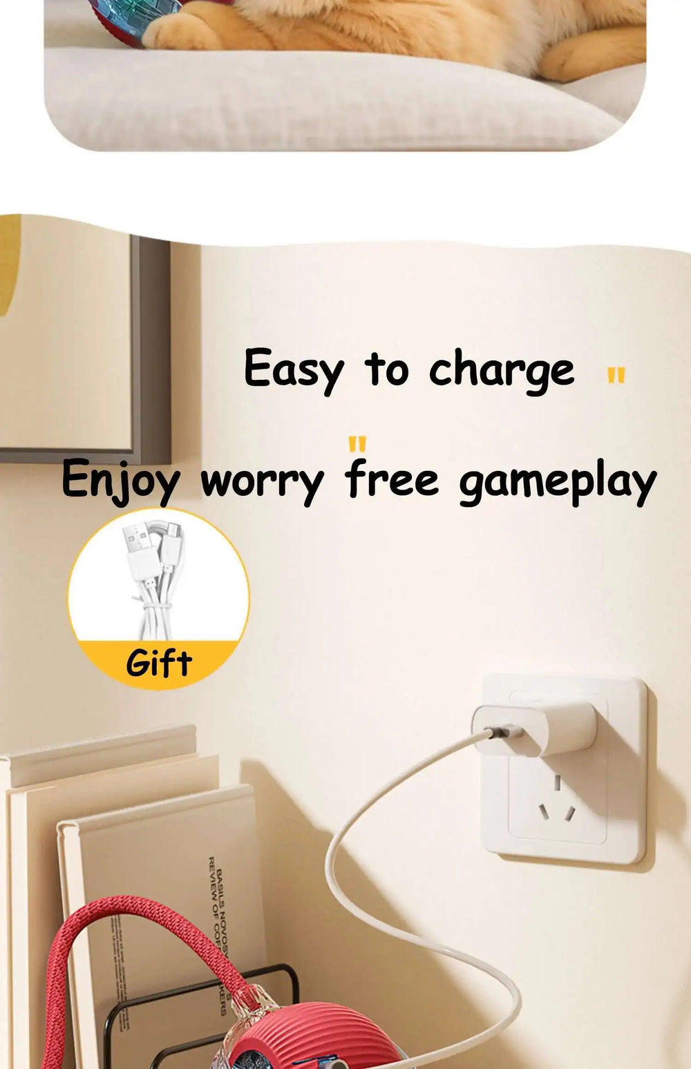 Smart Interactive Pet Ball - Automatic Rolling Rechargeable Toy for Dogs Cats