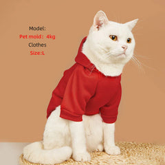 Solid Color Pet Hoodie - Two-Legged Winter Sweatshirt for Cats & Puppies