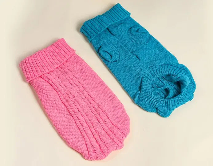 Solid Cotton Dog Sweater - Soft Winter Pet Apparel for All Sizes