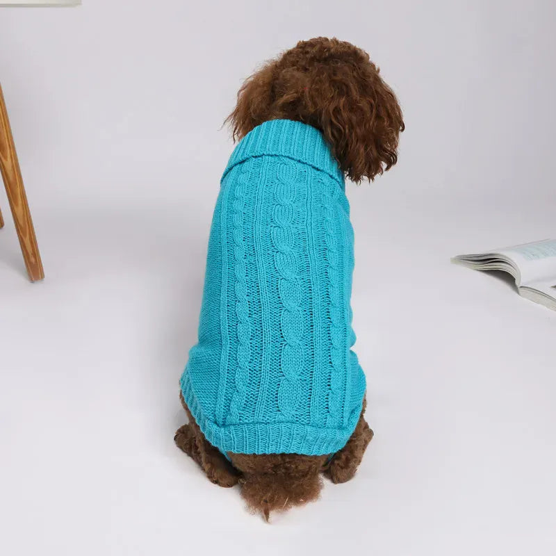 Solid Cotton Dog Sweater - Soft Winter Pet Apparel for All Sizes