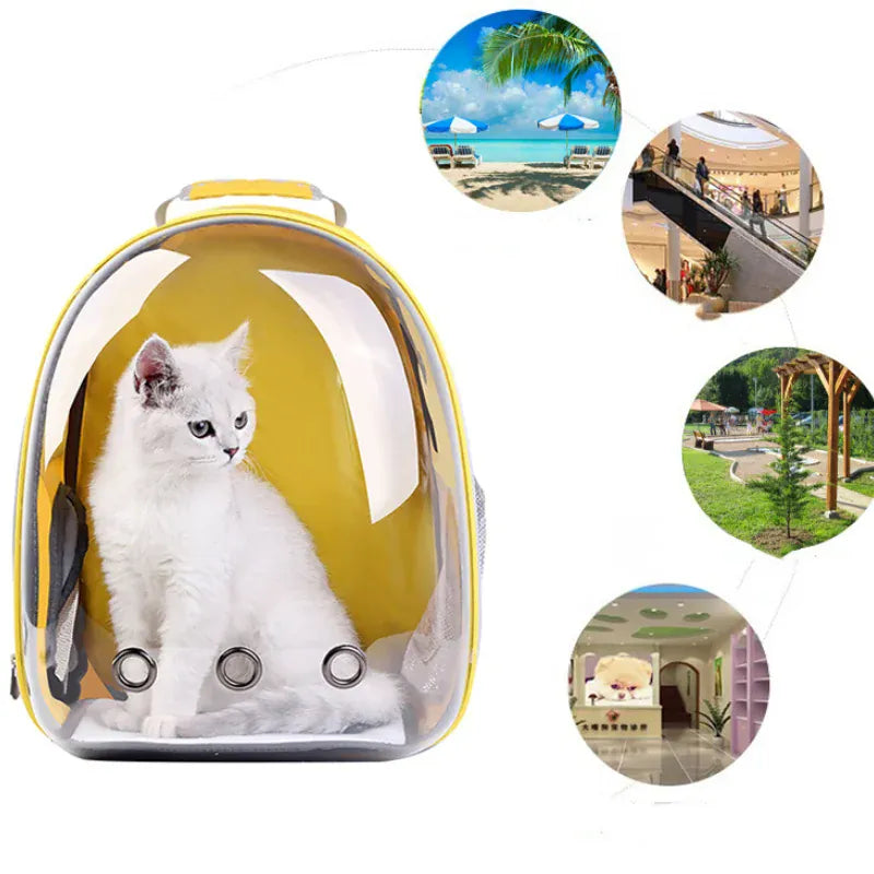 Space Capsule Pet Backpack - Transparent Cat Carrier Bag, Portable Breathable Pet Bubble Backpack for Small Dogs & Cats