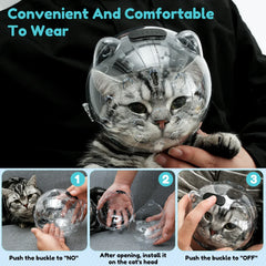 Space Hood Cat Muzzle & Boots Set - Transparent Anti-Bite Grooming Helmet