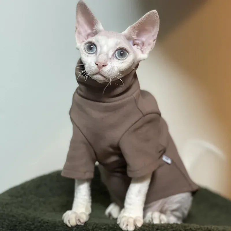Sphynx Cat Clothes - Soft Cotton Fall & Winter Outfit | Hairless Cat Clothing for Cornish & Devon Cats | Cozy Kitten Costume for Small Dogs