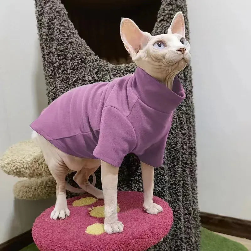 Sphynx Cat Clothes - Soft Cotton Fall & Winter Outfit | Hairless Cat Clothing for Cornish & Devon Cats | Cozy Kitten Costume for Small Dogs