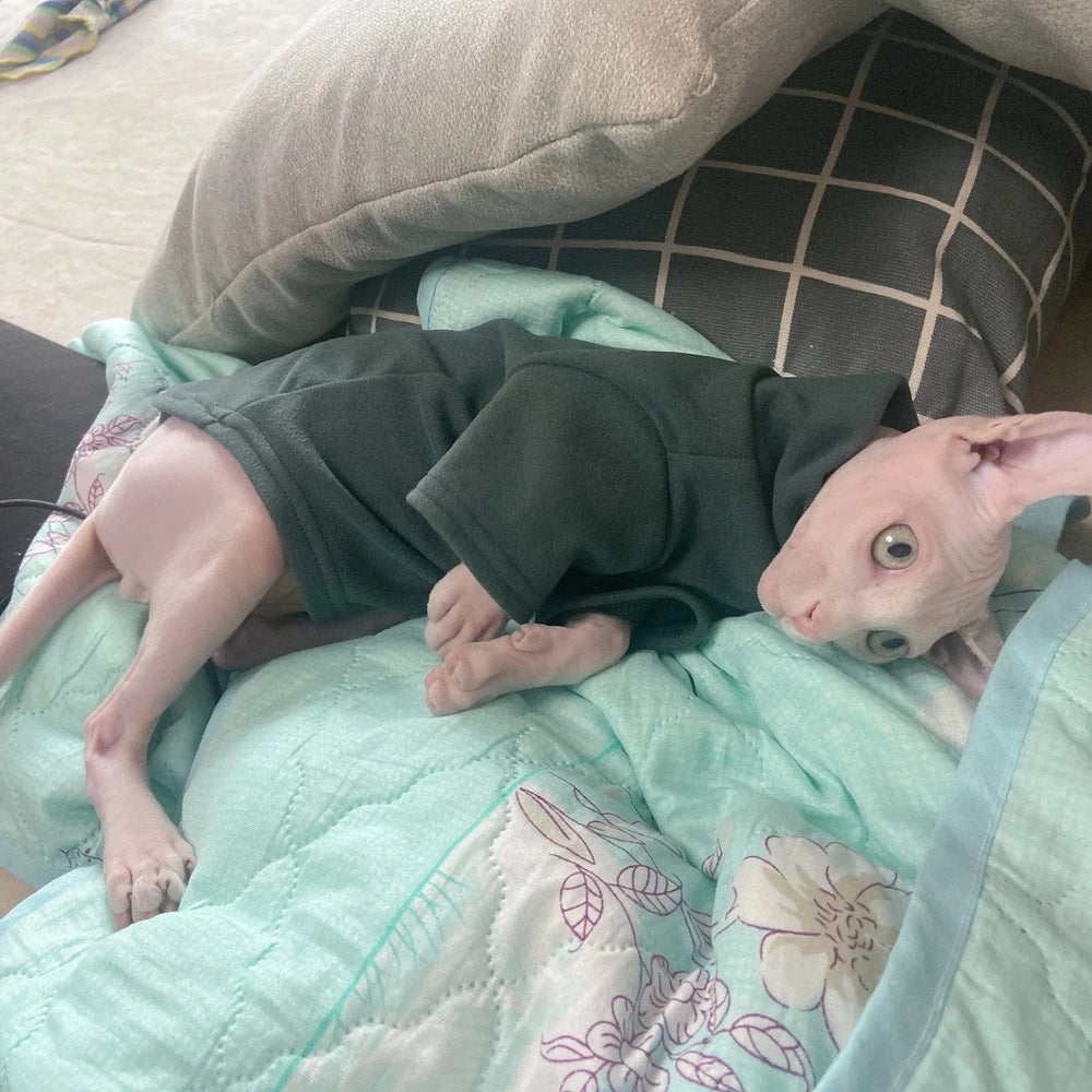 Sphynx Cat Clothes - Soft Cotton Fall & Winter Outfit | Hairless Cat Clothing for Cornish & Devon Cats | Cozy Kitten Costume for Small Dogs