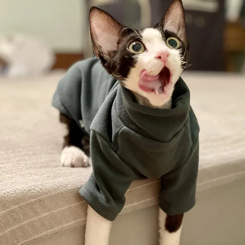 Sphynx Cat Clothes - Soft Cotton Fall & Winter Outfit | Hairless Cat Clothing for Cornish & Devon Cats | Cozy Kitten Costume for Small Dogs