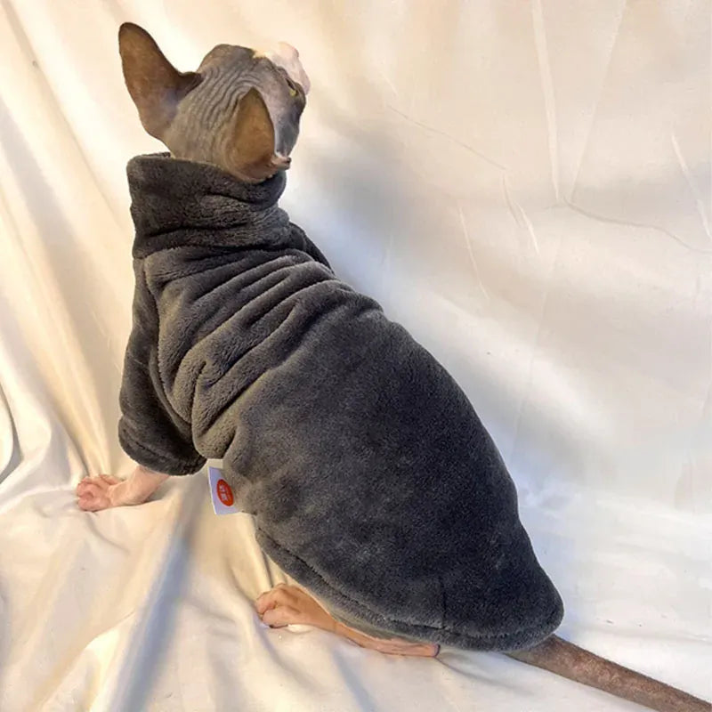 Sphynx Cat Turtleneck Sweater - Soft Fleece Winter Coat for Hairless Cats