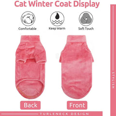Sphynx Cat Turtleneck Sweater - Soft Fleece Winter Coat for Hairless Cats