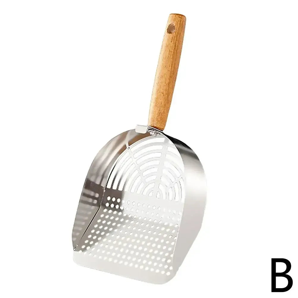 Stainless Steel Cat Litter Scoop - Long Handle Tofu Sand Litter Shovel, Durable Pet Waste Cleaning Tool for Litter Boxes