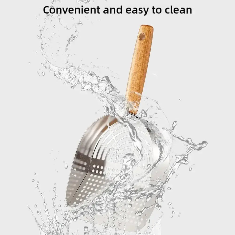 Stainless Steel Cat Litter Scoop - Long Handle Tofu Sand Litter Shovel, Durable Pet Waste Cleaning Tool for Litter Boxes