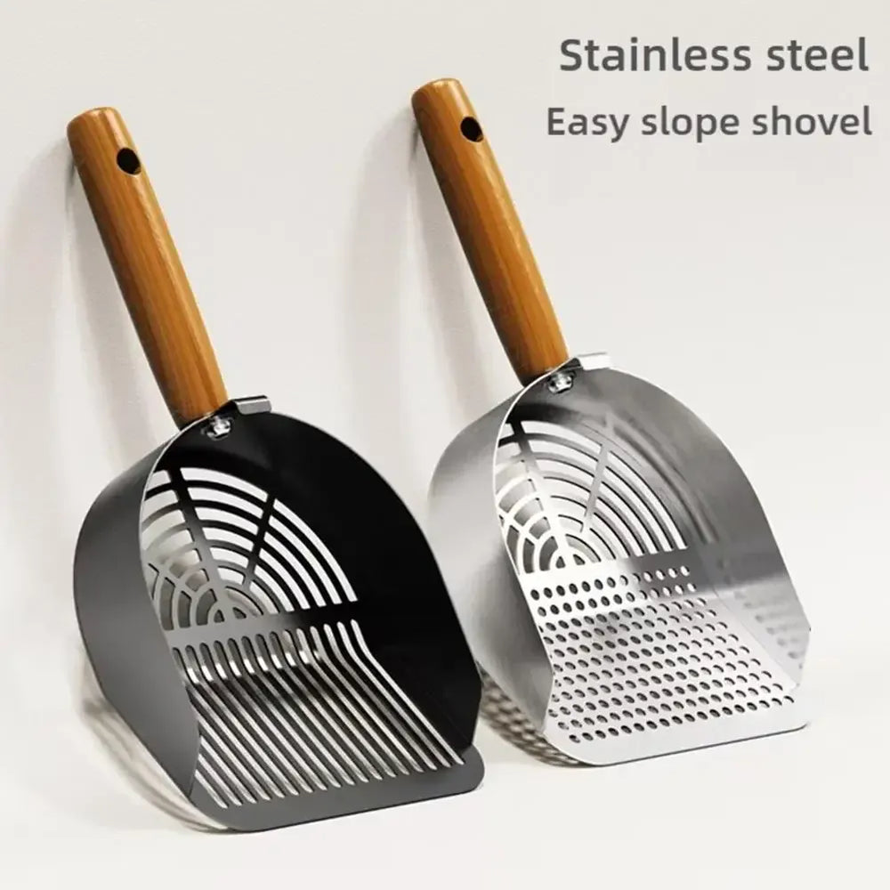 Stainless Steel Cat Litter Scoop - Long Handle Tofu Sand Litter Shovel, Durable Pet Waste Cleaning Tool for Litter Boxes