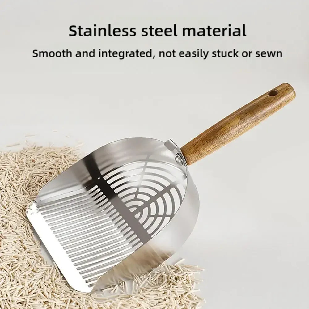 Stainless Steel Cat Litter Scoop - Long Handle Tofu Sand Litter Shovel, Durable Pet Waste Cleaning Tool for Litter Boxes