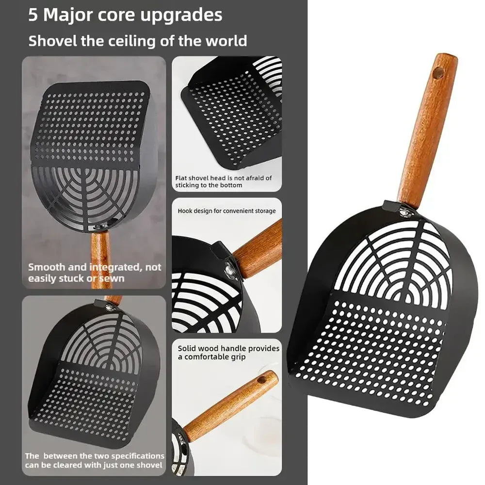 Stainless Steel Cat Litter Scoop - Long Handle Tofu Sand Litter Shovel, Durable Pet Waste Cleaning Tool for Litter Boxes