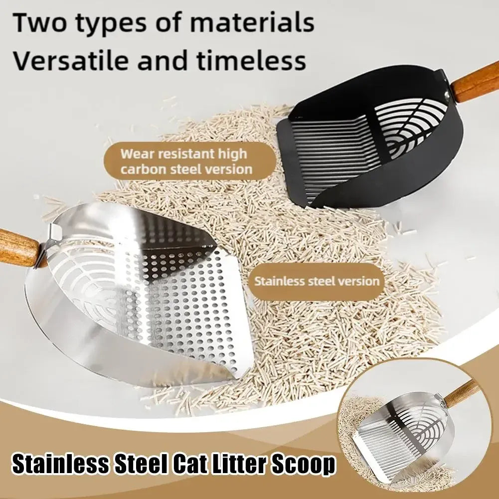 Stainless Steel Cat Litter Scoop - Long Handle Tofu Sand Litter Shovel, Durable Pet Waste Cleaning Tool for Litter Boxes