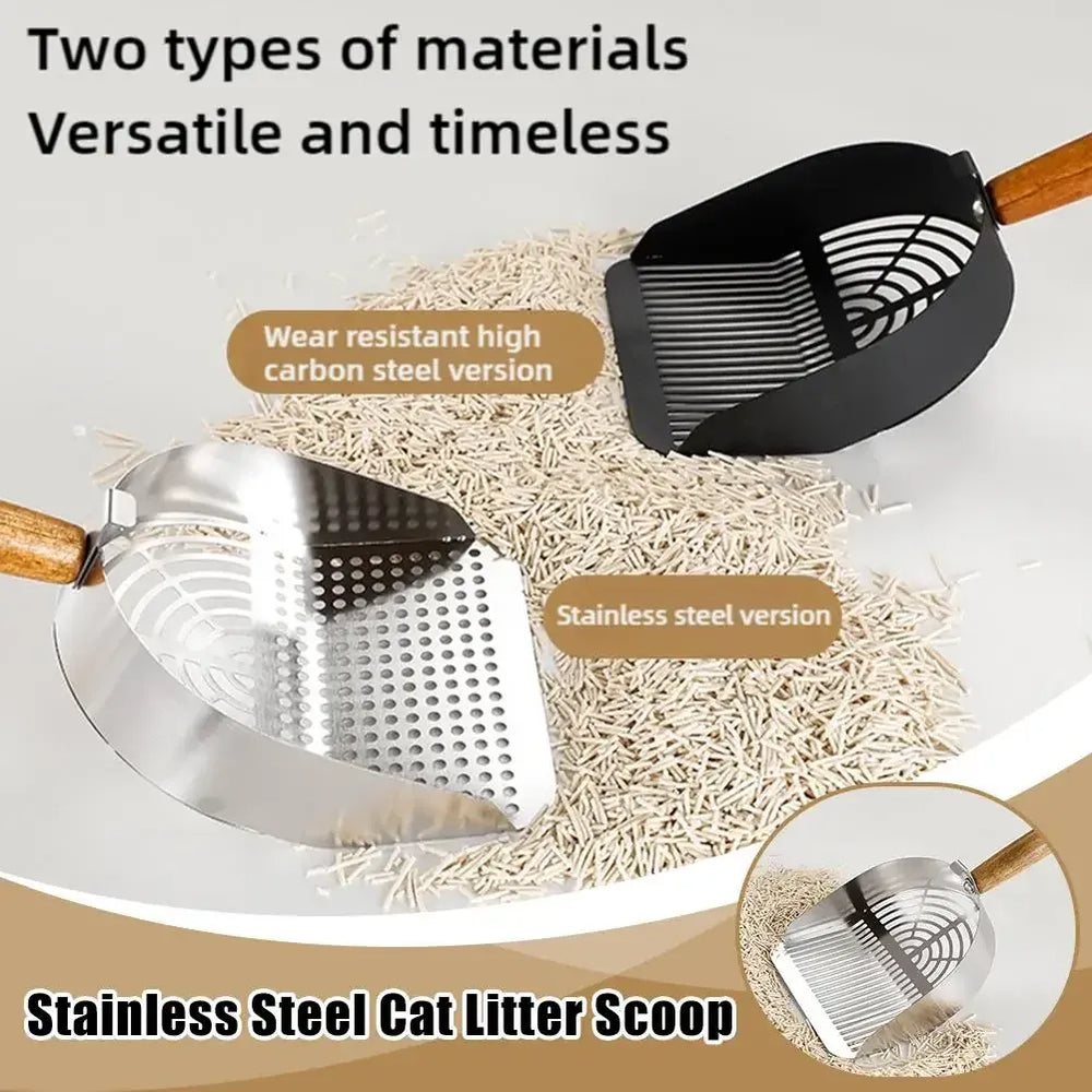 Stainless Steel Cat Litter Scoop - Long Handle Tofu Sand Litter Shovel, Durable Pet Waste Cleaning Tool for Litter Boxes