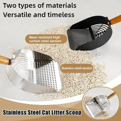 Stainless Steel Cat Litter Scoop - Long Handle Tofu Sand Litter Shovel, Durable Pet Waste Cleaning Tool for Litter Boxes