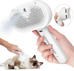 Steam Grooming Comb for Pets – Mist Spray Brush to Remove Tangles & Floating Hair for Dogs & Cats