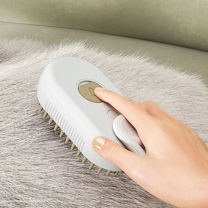 Steam Pet Brush 3-in-1 - Electric USB Rechargeable Grooming Comb with Spray Function for Dogs & Cats, Massage & Hair Removal
