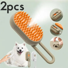 Steam Pet Brush 3-in-1 - Electric USB Rechargeable Grooming Comb with Spray Function for Dogs & Cats, Massage & Hair Removal