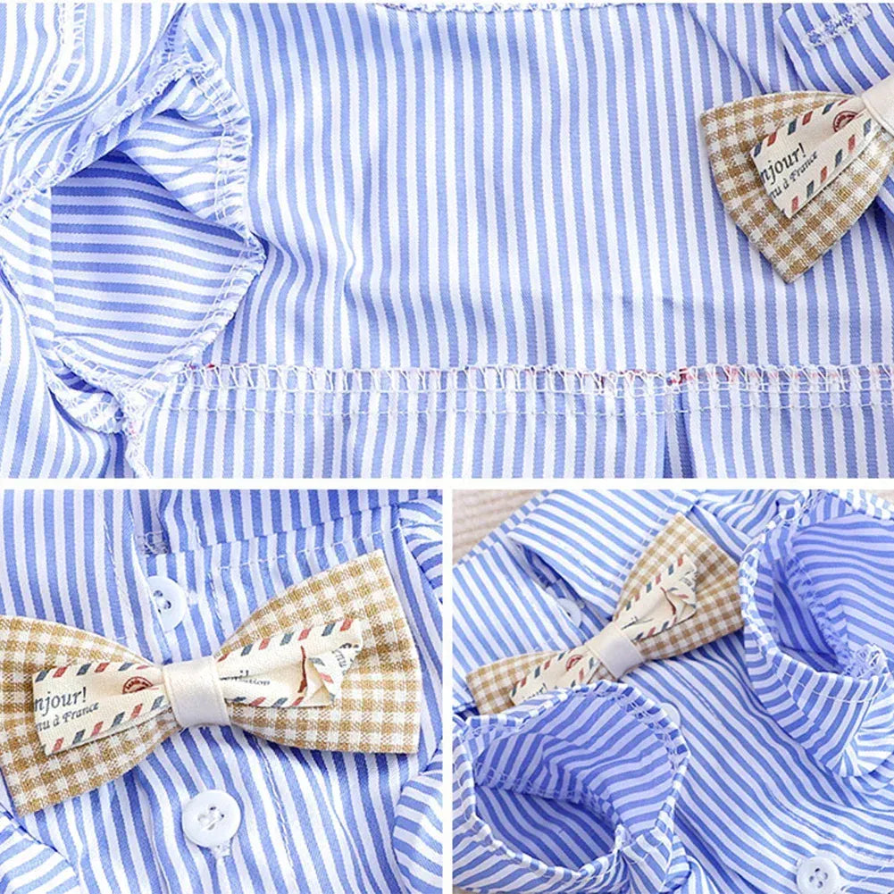 Striped Bow Tie Pet Shirt – Lightweight Summer Dog & Cat Clothing for Chihuahuas & Small Breeds