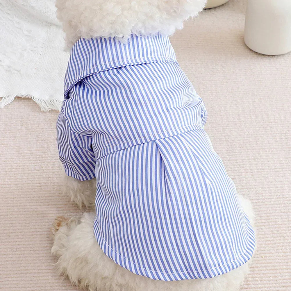 Striped Bow Tie Pet Shirt – Lightweight Summer Dog & Cat Clothing for Chihuahuas & Small Breeds