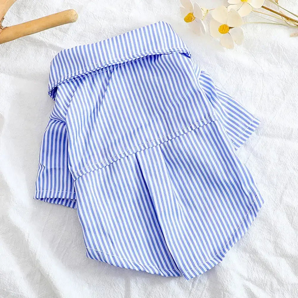 Striped Bow Tie Pet Shirt – Lightweight Summer Dog & Cat Clothing for Chihuahuas & Small Breeds