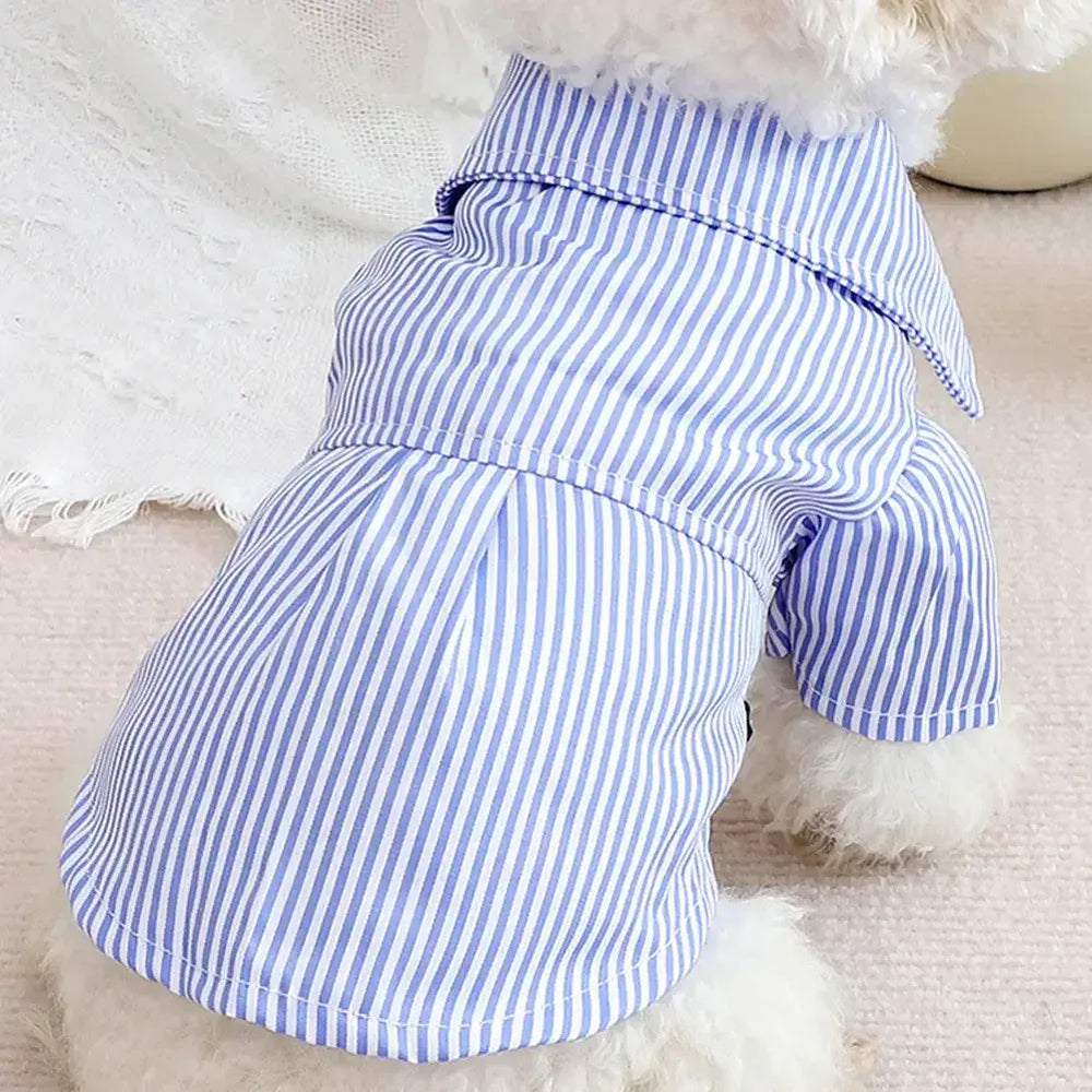 Striped Bow Tie Pet Shirt – Lightweight Summer Dog & Cat Clothing for Chihuahuas & Small Breeds